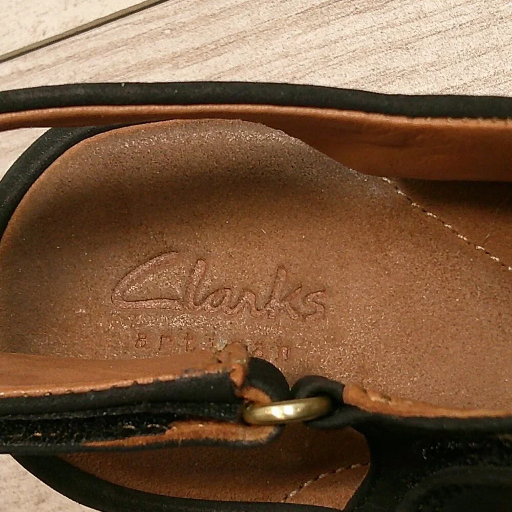 Clarks Women's Black Nubuck Clarene Allure Adjustable Ankle Strap Size 8 - Picture 4 of 10